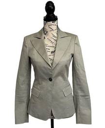 Faconnable Womens Light Grey Single Button Cotton Blend Blazer Preppy 2 Casual