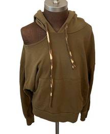 Lna Los Angeles Lion Hoodie one cold shoulder earth brown size medium