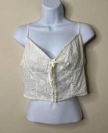 PacSun L.A. Hearts  White Eyelet Embroidered Sleeveless Crop Blouse Small NEW