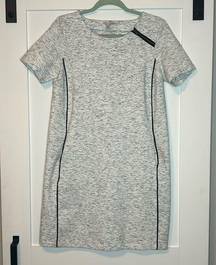 Halogen Gray Black Shift Dress Short Sleeve Pockets Zipper Stretch Womens S