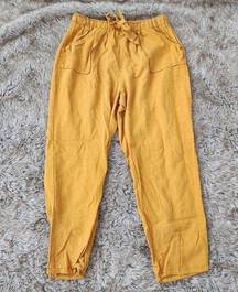 Heart Hips Mustard Yellow Cropped Ankle Length Linen Pants Size Medium