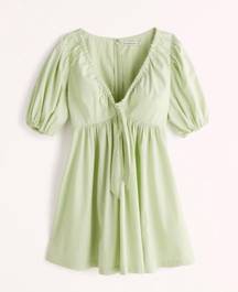 Abercrombie green cinch-front poplin mini dress