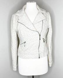 Potter’s Pot Cream Multicolor Tweed Moto Jacket Medium