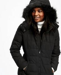 Old Navy Black Faux Fur Hood Puffer Jacket