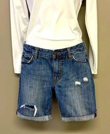 L.O.G.G Blue Denim Distressed Shorts- Size 27