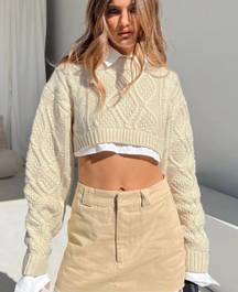 Cropped Sweater With Built in Collared Shirt 