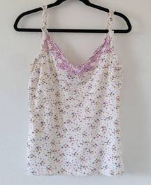 Urban Outfitters white embroidered floral tank top 90s Y2k size L