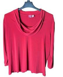 Merona Blouse Pullover Long Sleeve Red Cowl Neck Size 2X