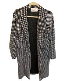 Crescent Drive Black & White Checkered Long Blazer Lightweight Jacket Size M
