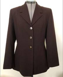 GIANNI Sport Womens Brown Jacket Size 8 100% wool Lined Inseam Front Pockets