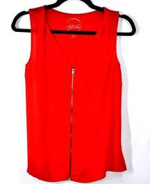 INC Womens Tank Top Sleeveless Open Front Zip Red Petite Small NWOT