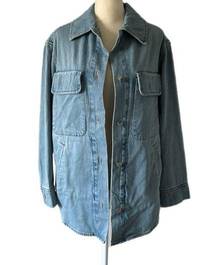 Oversized Organic Cotton Denim Shirt Jacket Button Front Shacket