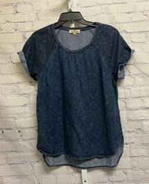 Anthropologie ANTHRO - Cloth & Stone - Print Chambray Tencel Top