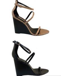 Forever 21 2 pairs NEW  Ankle Strap Wedge Heels in Black and Blush