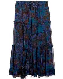 NEW Coach Navy Blue Silk Maxi Skirt with Slits size 0