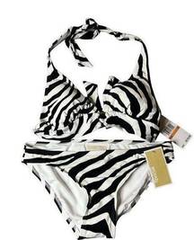 Michael Kors  Swim Bikini Set Women S Black White Zebra Print Beach Pool Swim NEW