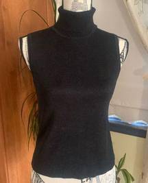 Vintage Grace Elements black Silk blend  Sparkle Turtleneck Sweater PS