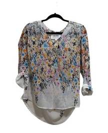 Alice Blue for Stitch Fix v-neck blouse white floral print size small