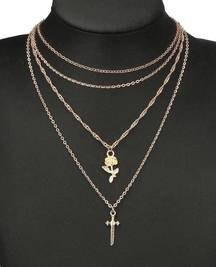 Boutique Multi Cross Moon Necklace