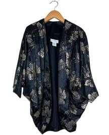 Vintage  Black Gold Glitter Bolero Kimono Evening Jacket Size Small