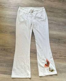 Lovestitch white pants with butterfly embroidery