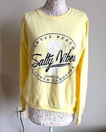 Salty Myrtle Beach  Vibes Yellow Crewneck Sweatshirt