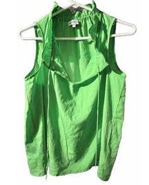 Buckhead Betties Womens Small S Blouse Green Sleeveless Keyhole Neck Top