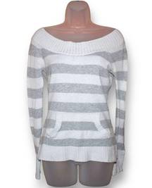 Op striped sweater with front pouch pocket Size M