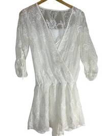 Indikah white lace boho playsuit size 12