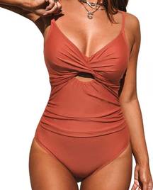 Cupshe Twist Front Ruched One Piece Swimsuit