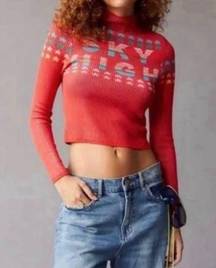 Urban Outfitters BDG  Red Sky High Cropped Sweater Retro Rainbow Size XS