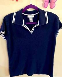 Covington  Collard Navy & White Polo Style Tee- Med