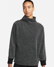 Nike NWT  Yoga Luxe Textured Sweater Funnel Neck Cover-Up Black XS Oversized