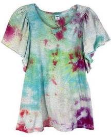 Medium Top Handmade Tie Dye Dragonfly Wings Blue Purple Pink 1343