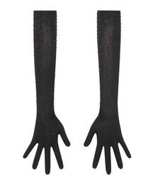 Skims Jelly Sheer Rhinestone Gloves Onyx Small