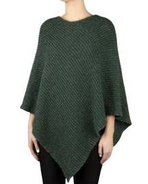 Love Your Melon Knit Poncho Pullover Sweater Metallic Green One Size NWT