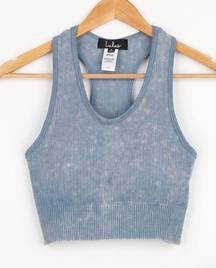 In Your Flow Denim Blue Low Impact Racerback Sports Bra