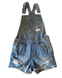 Blue Distressed Denim Overalls Size 6