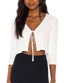 Revolve  White Long Sleeve Ribbed Cardigan