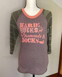 Atx Mafia Beards, Bucks, Diamonds, & Ducks Camo Raglan Tee Small