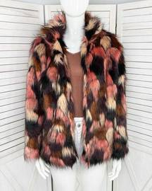 Celebrity by Hera Collection Multicolor Faux Fur Jacket Medium Open Front