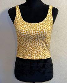 Forever 21 Cropped Tank Top w/ Yellow Flower Design