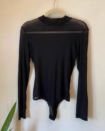 Lulus Lulu’s Black Sheer Mesh Bodysuit Size Medium