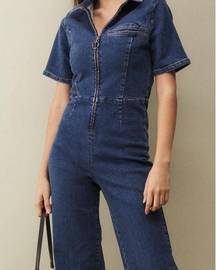 BDG Urban Outfitters Dark Blue Hello Sunshine Denim Jumpsuit with Flared Leg Sm