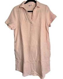 Three Dots Cotton Gauze Dress Pale Pink Size Small