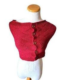 NWT Womens Boutique Basketweave Neck Warmer W Scarf Shawl Wood Buttons