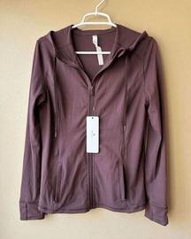 Crz Yoga Hooded Zip Up in Mauve Grey Maroon Women's Size Large