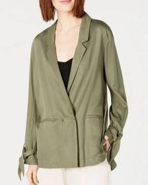 3/$50 NAKED ZEBRA Small Womens Green Tie Cuff‎ Blazer Jacket