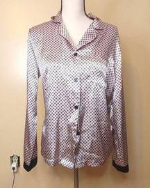 Linea Donatella Pink Black Size Small S Soft Smooth Pajama Long Sleeve Shirt