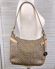 ELLEN TRACY Hobo Shoulder Bag Signature Logo Chocolate Brown